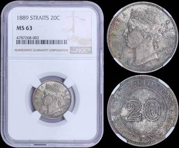 STRAITS SETTLEMENTS: 20 Cents (1889) in ... 