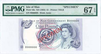 ISLE OF MAN: Specimen on 1 Pound (ND 1983) ... 