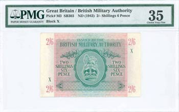 GREECE: 2 Shilings & 6 Pence (ND 1943-1945) ... 