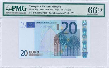 GREECE: 20 Euro (2002) in blue and ... 