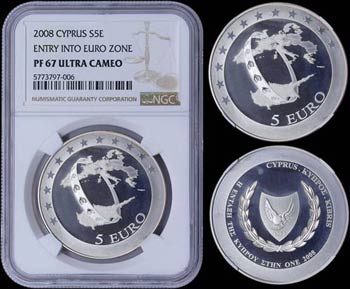 CYPRUS: 5 Euro (2008) in silver (0,925) ... 