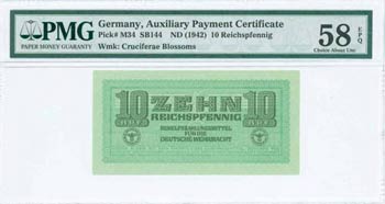 GREECE: 10 Reichspfennig (ND 1942) in light ... 