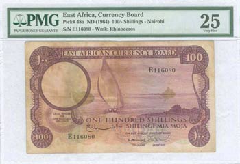 EAST AFRICA: 100 Shillings (ND 1964) in deep ... 