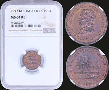 KEELING COCOS ISLANDS: Set of 7 coins of ... 