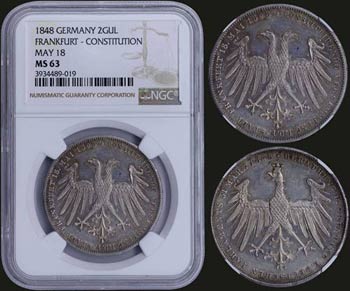 GERMAN STATES / FRANKFURT: 2 Gulden (1848) ... 