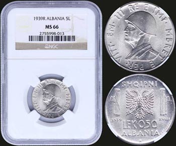 ALBANIA: 0,5 Lek (1939 R) in stainless steel ... 