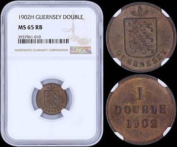 GUERNSEY: 1 Double (1902 H) in bronze with ... 