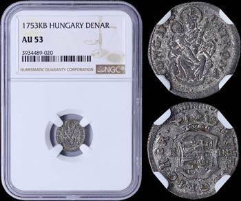 HUNGARY: 1 Denar (1753 KB) in silver (0,149) ... 