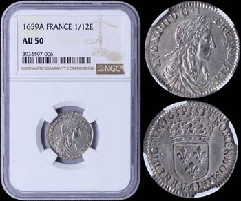 FRANCE: 1/12 Ecu (1659 A) in silver (0,917) ... 
