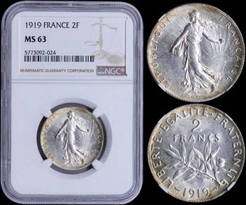 FRANCE: 2 Francs (1919) in silver (0,900) ... 