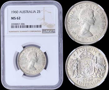 AUSTRALIA: 2 Shillings (1960) in silver ... 