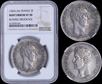 FRANCE: 5 Francs (1824-26) in silver (0,900) ... 