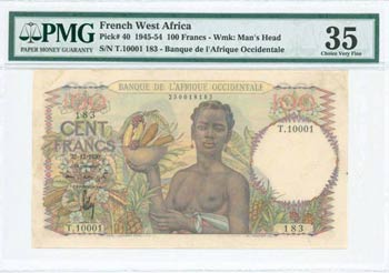 FRENCH WEST AFRICA: 100 Francs (22.12.1950) ... 