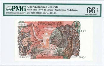 ALGERIA: 10 Dinars (1.11.1970) in red-brown ... 