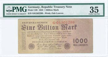 GERMANY: 1 Billion Mark (1.11.1923) in ... 