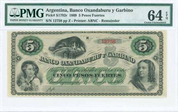 ARGENTINA: Remainder of5 Pesos Fuertes (ND ... 
