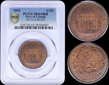 CANADA / LOWER CANADA: 1/2 Penny (1842) bank ... 