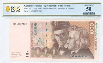 GERMANY / FEDERAL REPUBLIC: 1000 Deutsche ... 