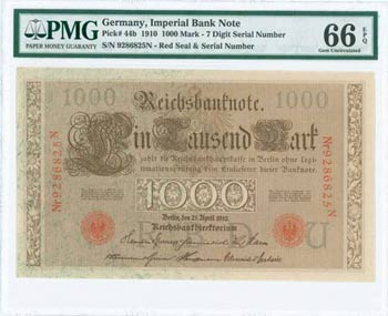 GERMANY: 1000 Mark (21.4.1910) in brown. Red ... 
