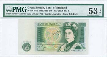 GREAT BRITAIN: 5 Pounds (ND 1978-80) in deep ... 