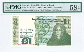 IRELAND: 1 Pound (1982-87) in dark ... 