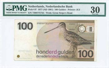 NETHERLAND: 100 Gulden (28.7.1977 - ND 1981) ... 