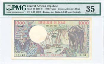 CENTRAL AFRICAN REPUBLIC: 1000 Francs ... 