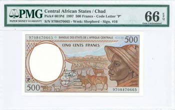 CENTRAL AFRICAN STATES / CHAD: 500 Francs ... 
