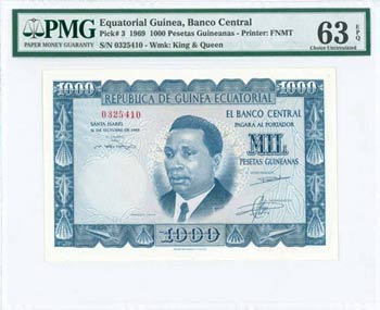 EQUATORIAL GUINEA: 1000 Pesetas Guineanas ... 
