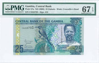 GAMBIA: 25 Dalasis (ND 2006) in multicolor ... 