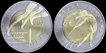 FINLAND: 5 Euro (2005M K-M) in bi-metallic ... 