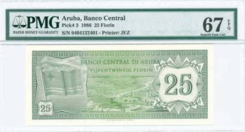 ARUBA: 25 Florin (1.1.1986) in green with ... 