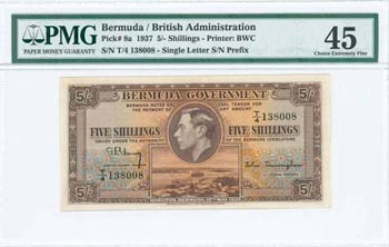 BERMUDA: 5 Shillings (12.5.1937) in brown on ... 