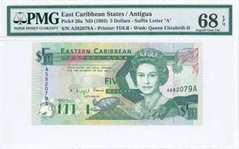 EAST CARIBBEAN STATES / ANTIGUA: 5 Dollars ... 