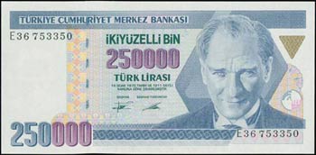 TURKEY: 250000 Lira (Law 1970 - ND 1995) in ... 