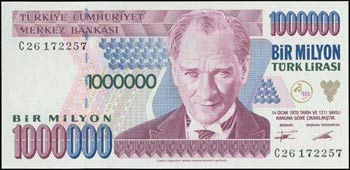 TURKEY: 1000000 Lira (Law 1970 - ND 1995) in ... 