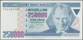 TURKEY: 250000 Lira (Law 1970 - ND 1998) in ... 