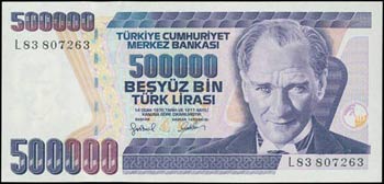 TURKEY: 500000 Lira (Law 1970 - ND 1998) in ... 