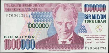 TURKEY: 1000000 Lira (Law 1970 - ND 2002) in ... 