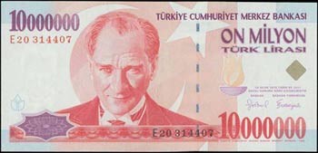 TURKEY: 10000000 Lira (Law 1970 - 1999) in ... 
