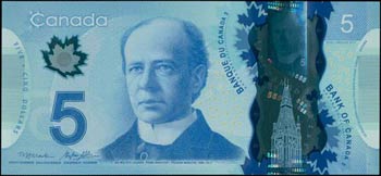 CANADA: 2x 5 Dollars (2013) in blue and ... 