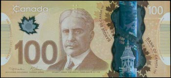 CANADA: 100 Dollars (2011) in brown with Sir ... 