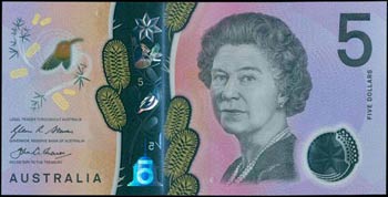 AUSTRALIA: 5 Dollars (2016) in multicolor ... 