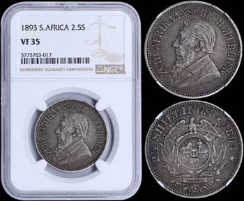 SOUTH AFRICA: 2-1/2 Shillings (1893) in ... 
