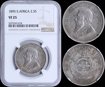 SOUTH AFRICA: 2-1/2 Shillings (1895) in ... 