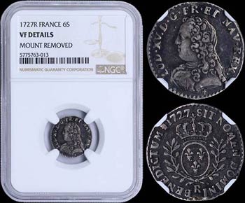 FRANCE: 6 Sols (1727 R) in silver (0,917) ... 