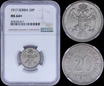 SERBIA: 20 Para (1917) in copper-nickel with ... 