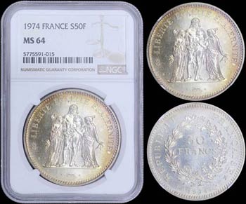 FRANCE: 50 Francs (1974) in silver (0,900) ... 
