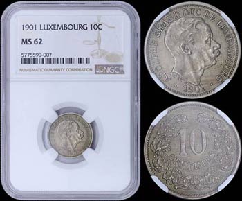 LUXEMBOURG: 10 Centimes (1901) in ... 