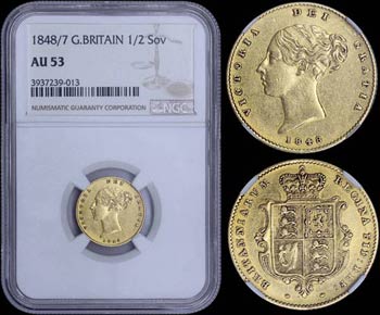 GREAT BRITAIN: 1/2 Sovereign (1848/7) in ... 